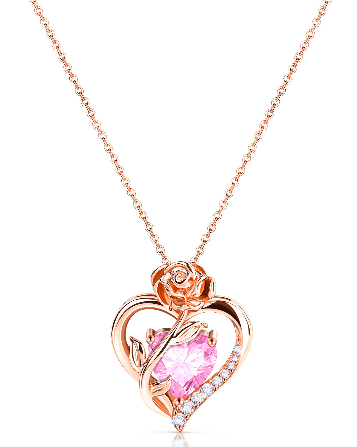 Rose Birthstone Pendant Necklace