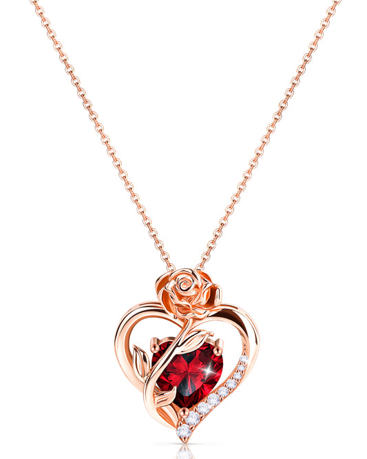 Rose Birthstone Pendant Necklace