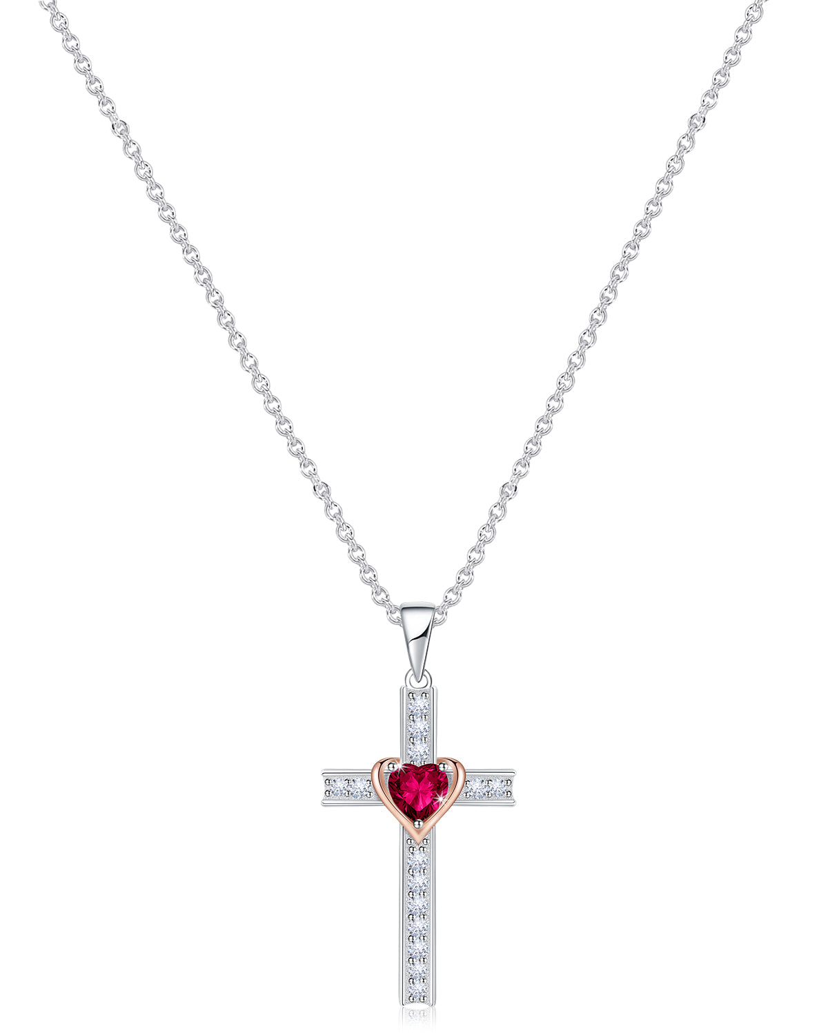 Simple Birthstone Cross Necklace