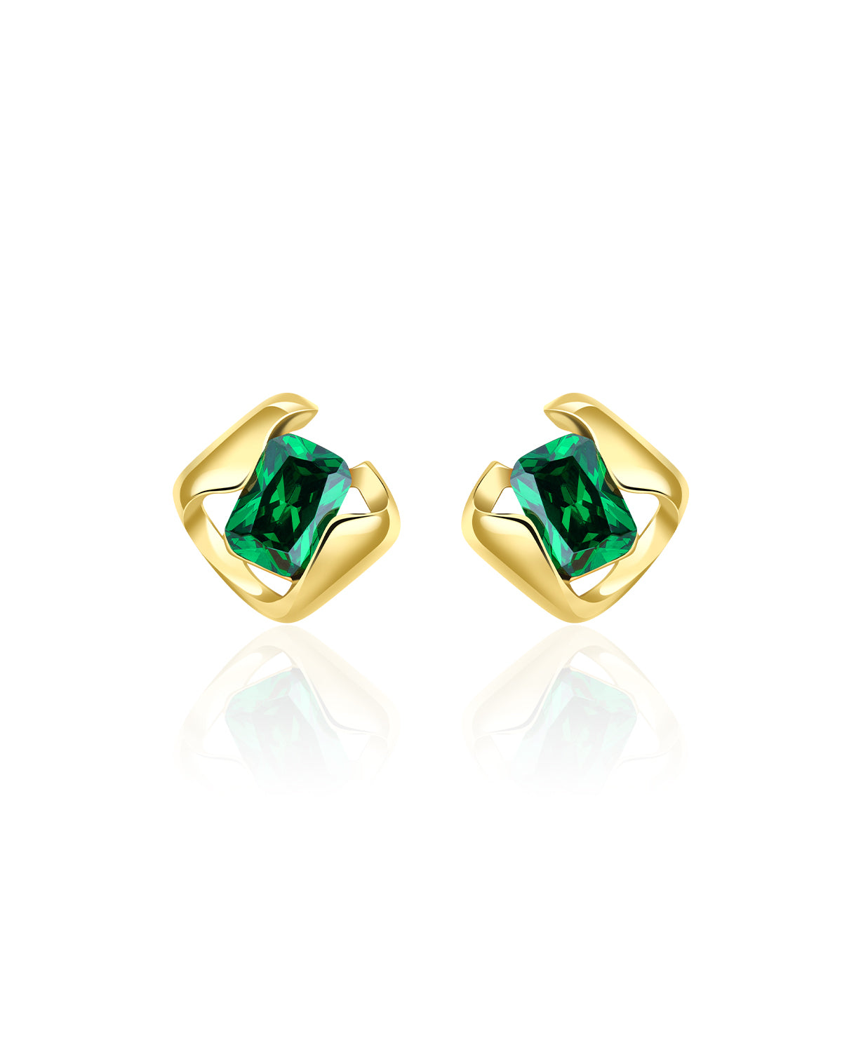 Emerald Green Zirconia Stud Earrings