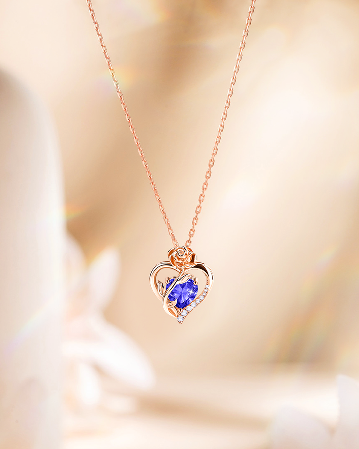 Rose Birthstone Pendant Necklace