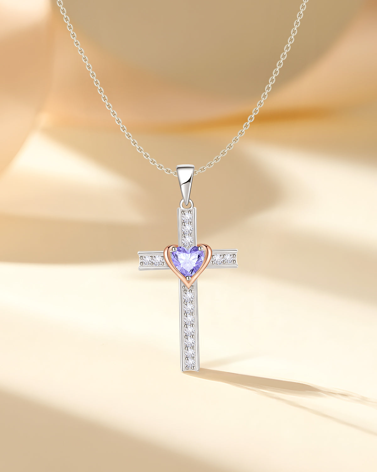 Simple Birthstone Cross Necklace