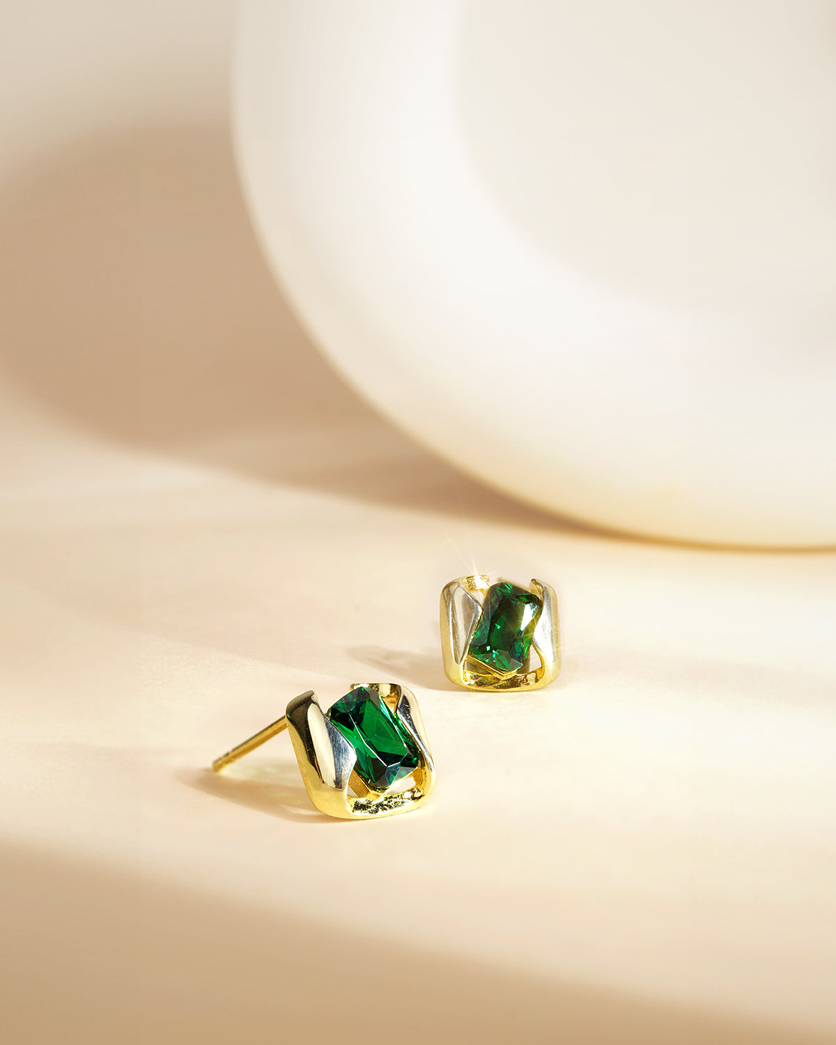 Emerald Green Zirconia Stud Earrings