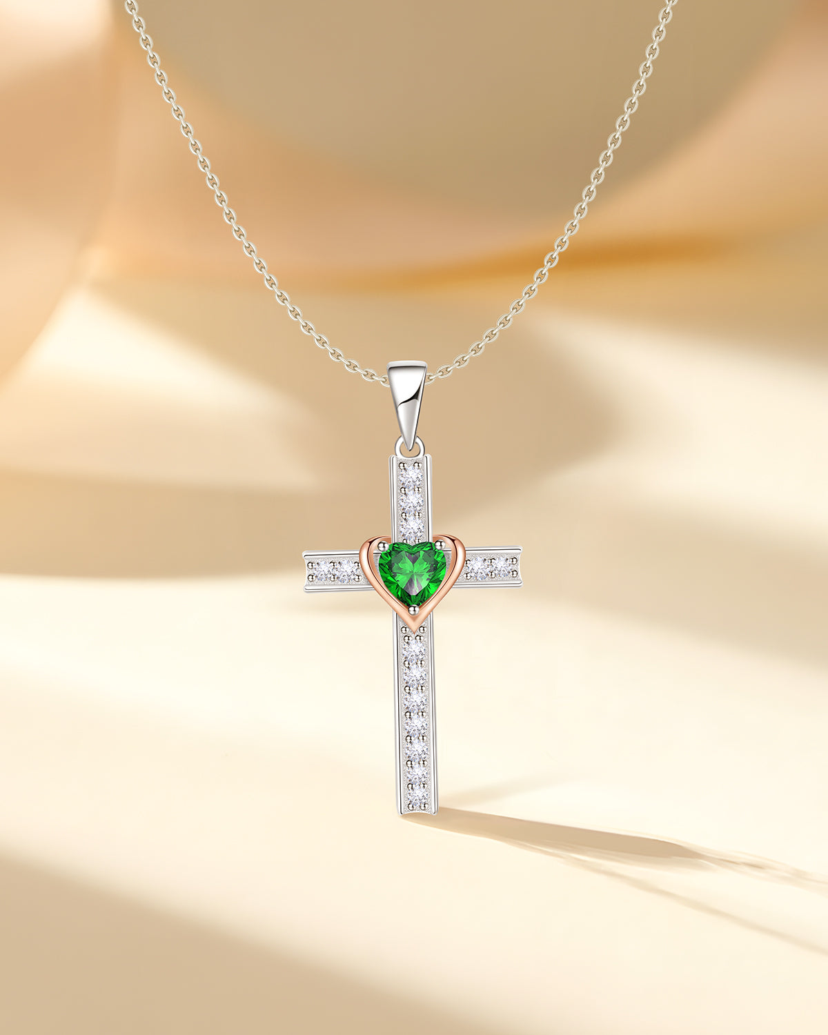 Simple Birthstone Cross Necklace