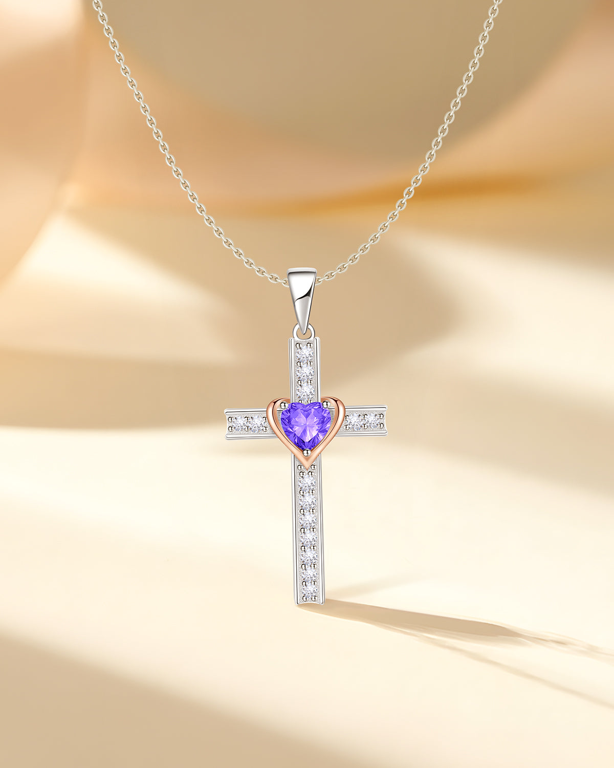 Simple Birthstone Cross Necklace