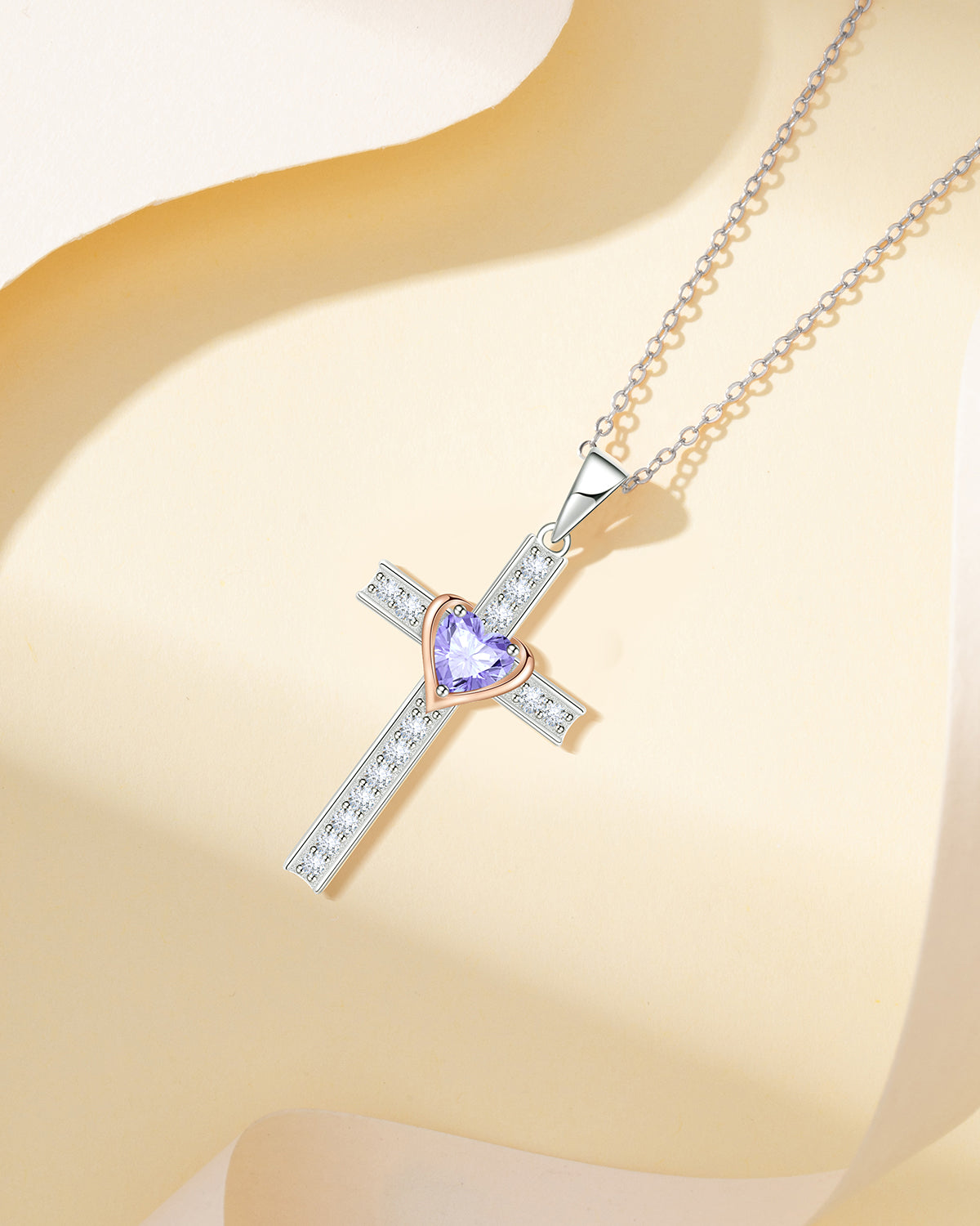 Simple Birthstone Cross Necklace