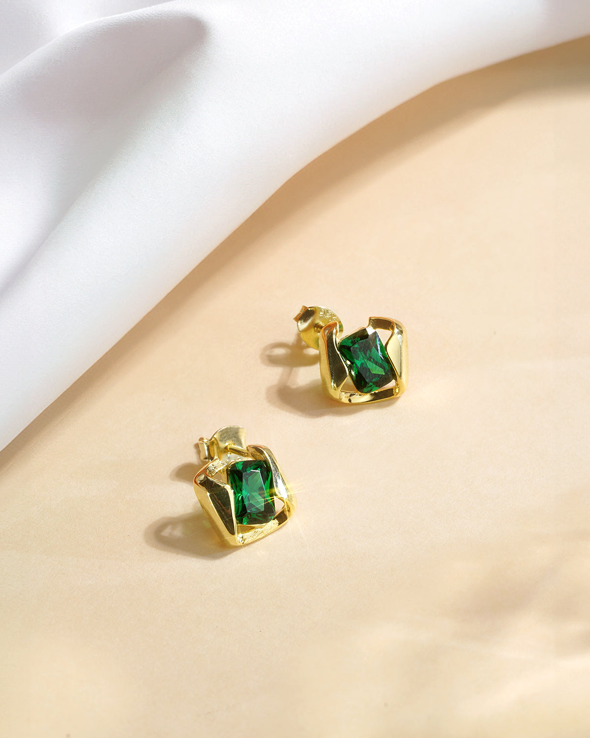 Emerald Green Zirconia Stud Earrings