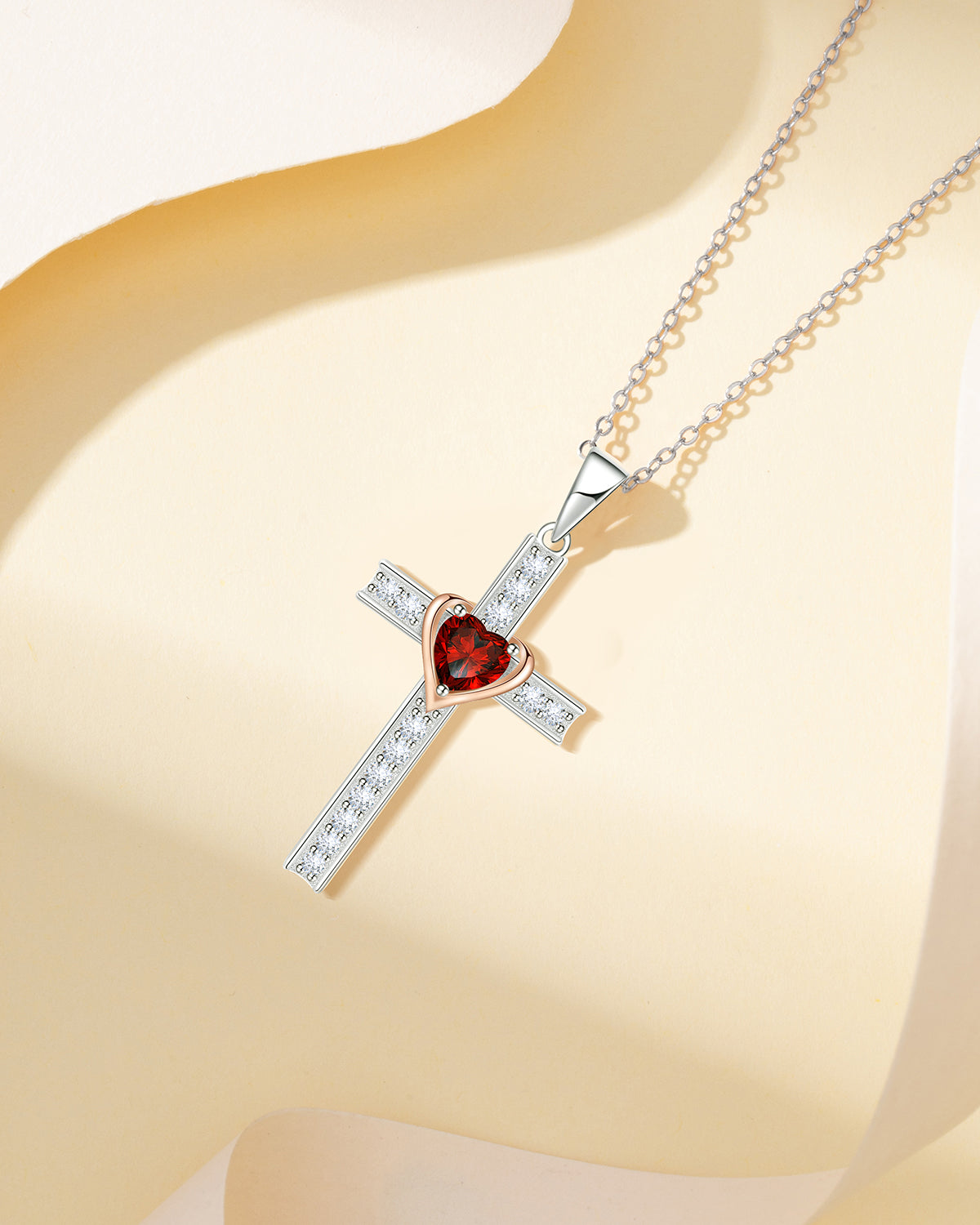 Simple Birthstone Cross Necklace