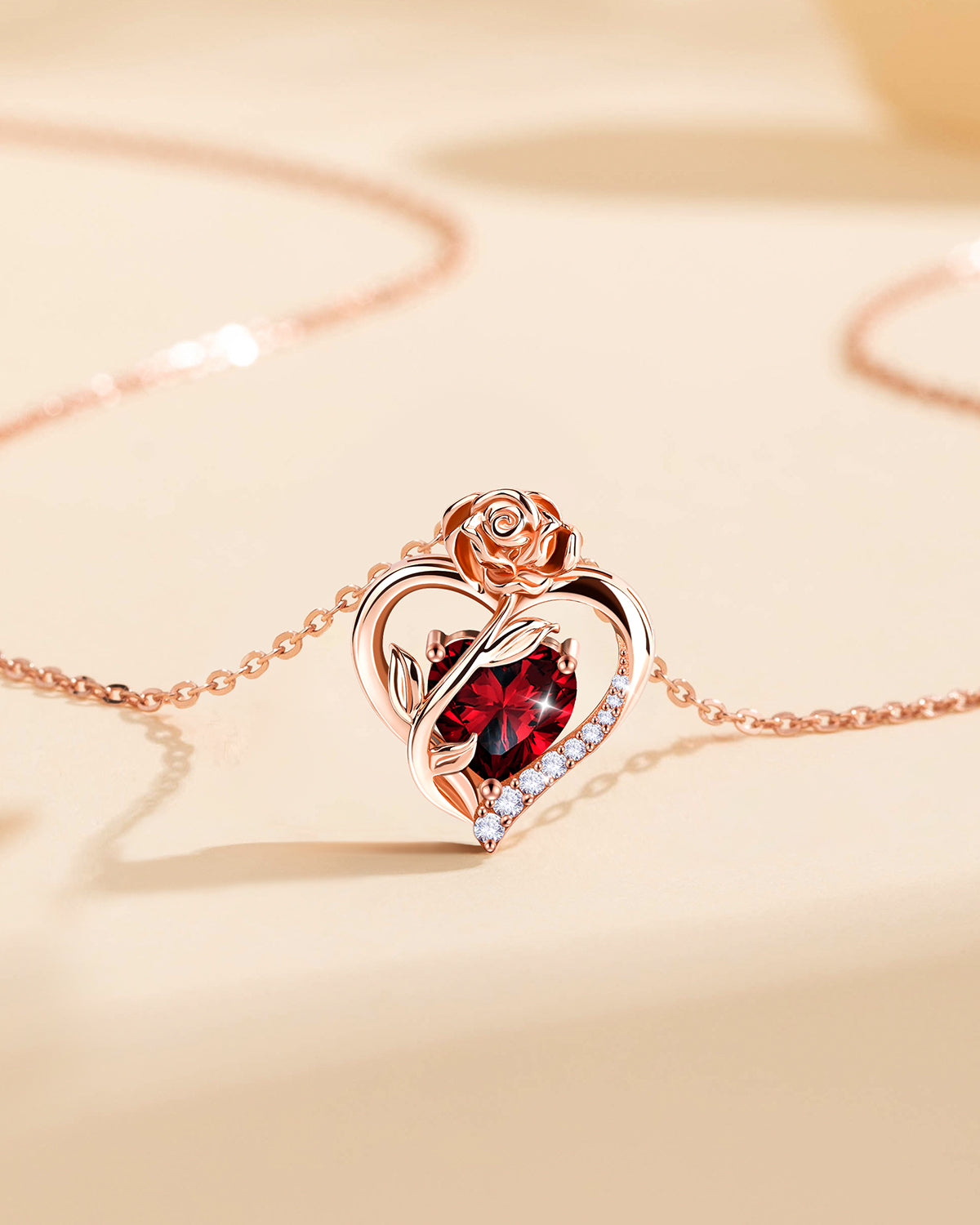 Rose Birthstone Pendant Necklace