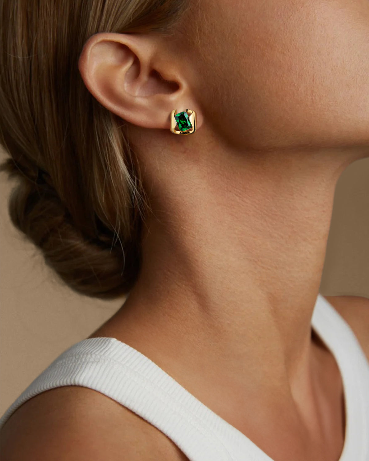 Emerald Green Zirconia Stud Earrings