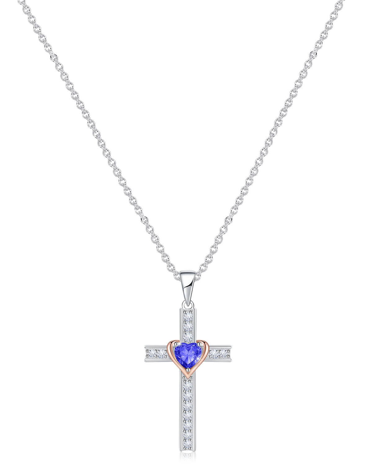 Simple Birthstone Cross Necklace