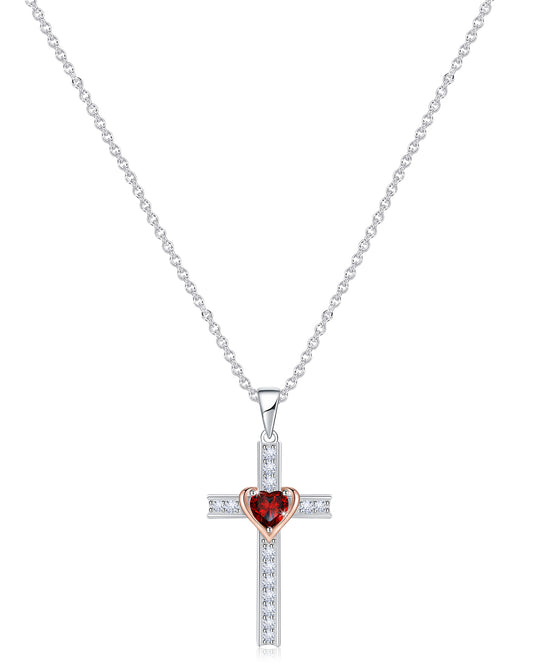 Simple Birthstone Cross Necklace